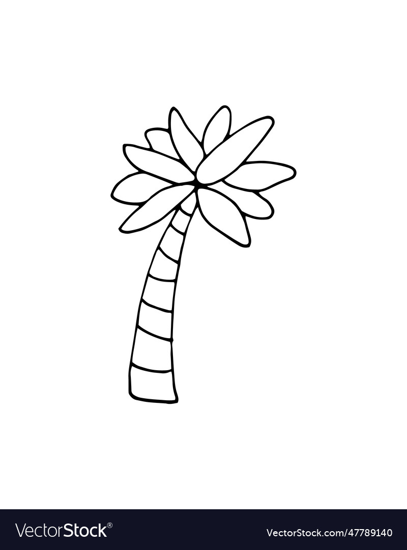 Hand-drawn cartoon palm tree Royalty Free Vector Image