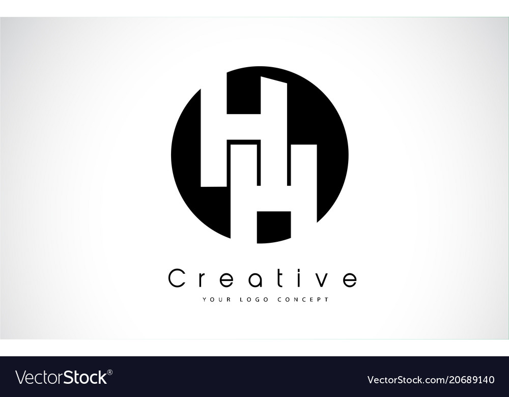 Hh letter logo design inside a black circle Vector Image