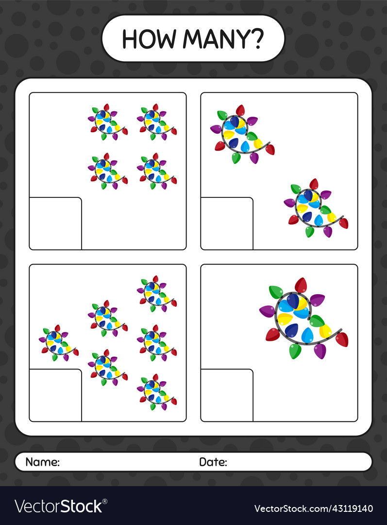 How many counting game with string light Vector Image How many counting game with string light