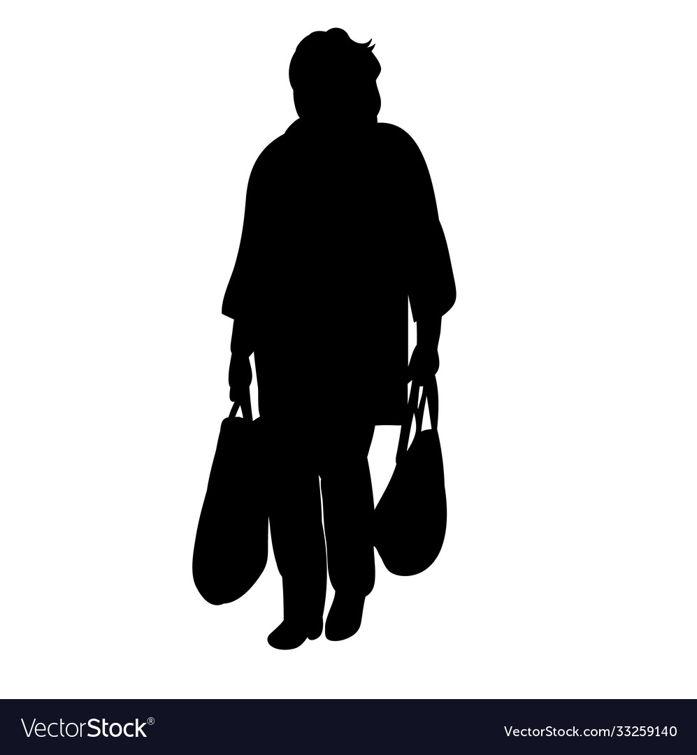 Isolierte Silhouette Frau mit Taschen