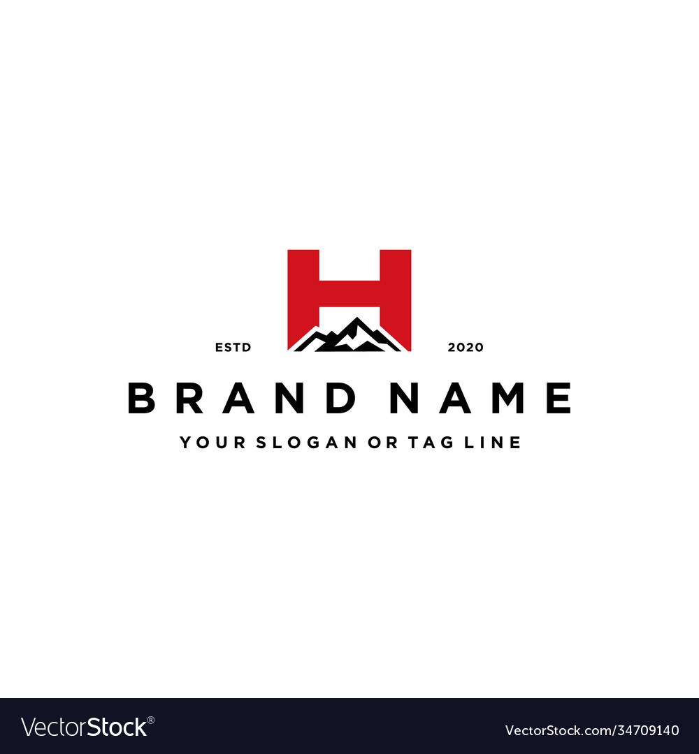 Letter h mountain logo design concept Royalty Free Vector