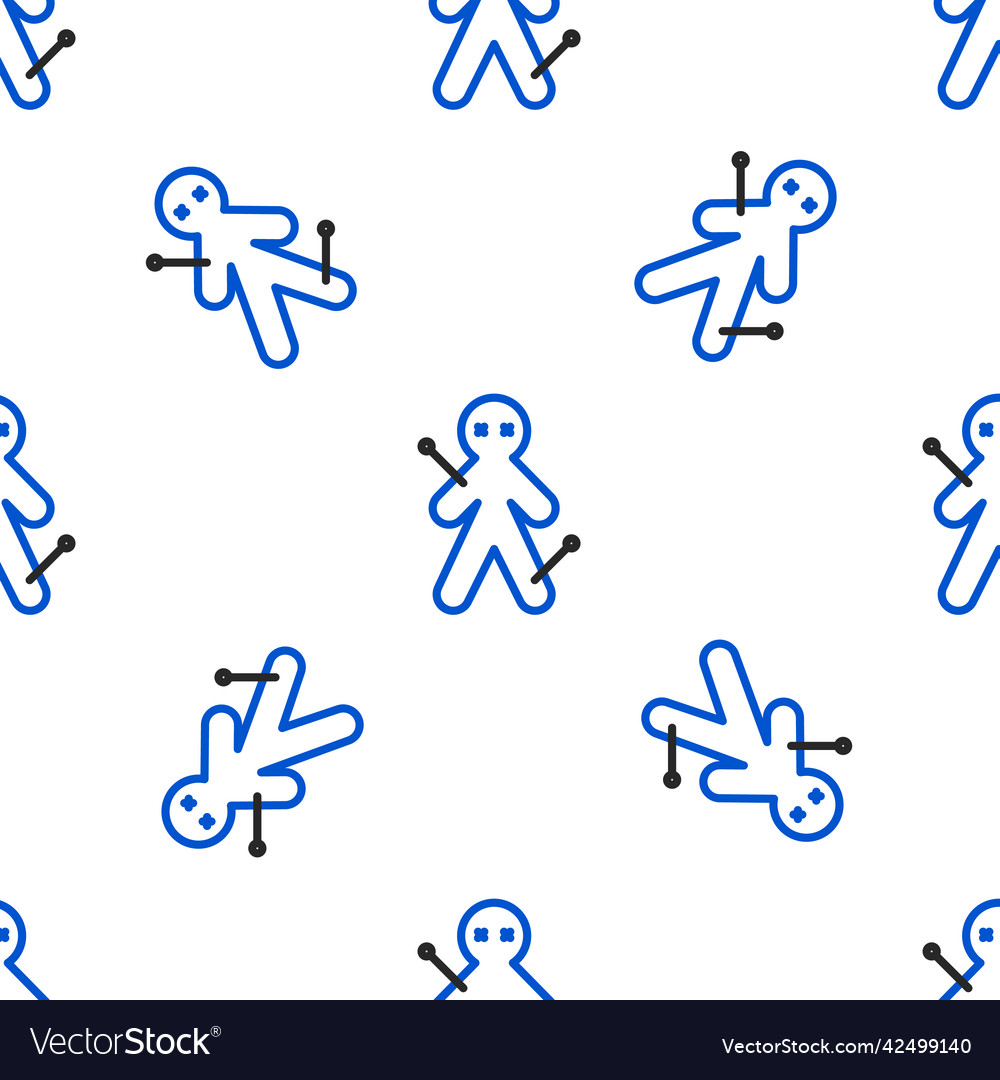 Line voodoo doll icon isolated seamless pattern