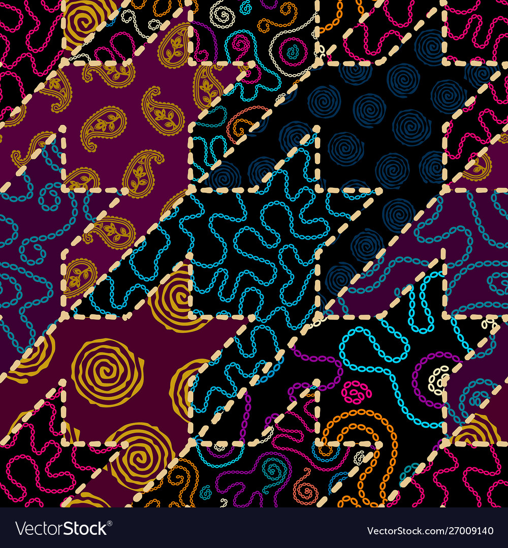 Patchwork textile pattern seamless quilting vector image Patchwork textile pattern seamless quilting