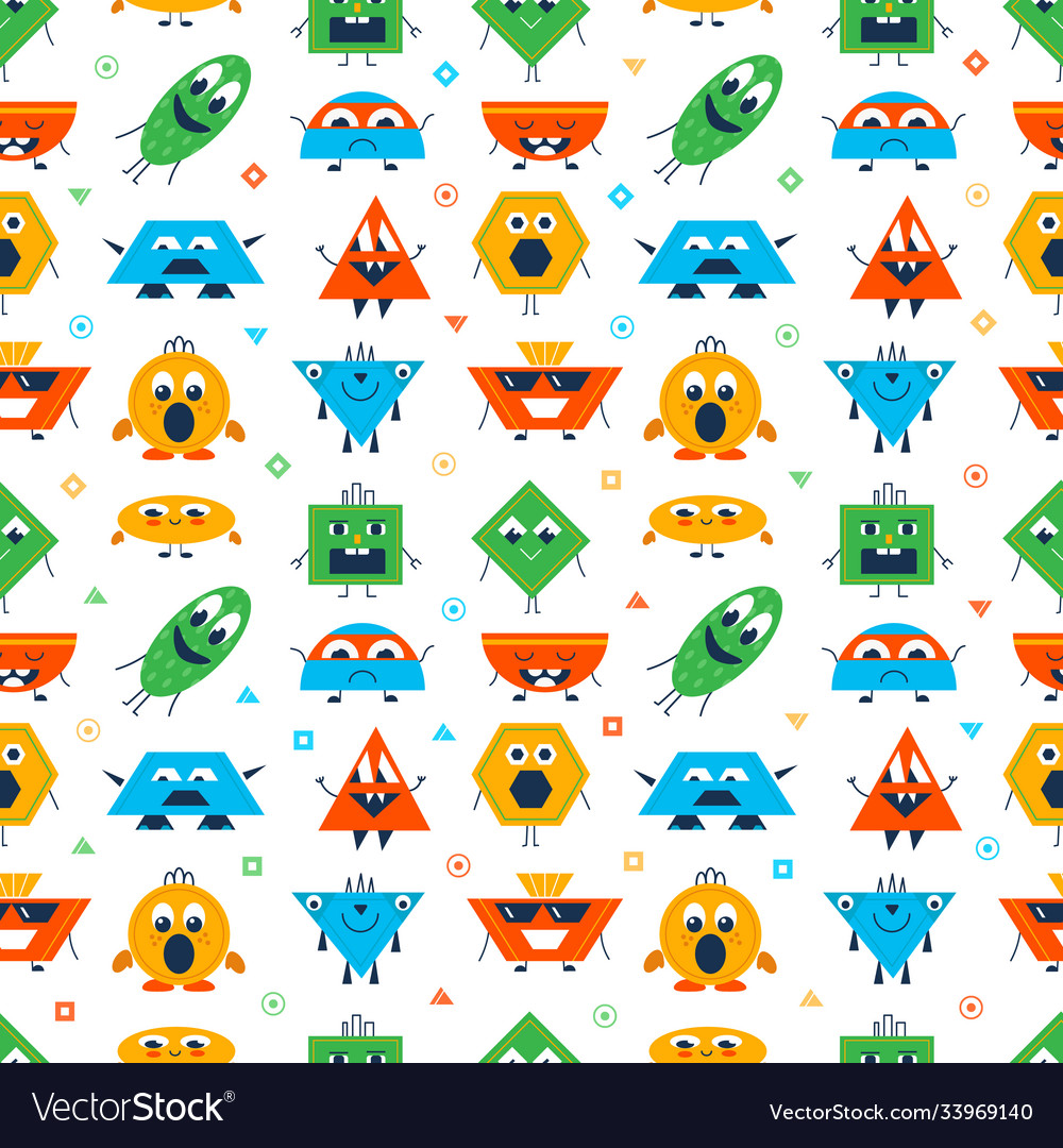 Pattern with geometric characters vector image Pattern with geometric characters