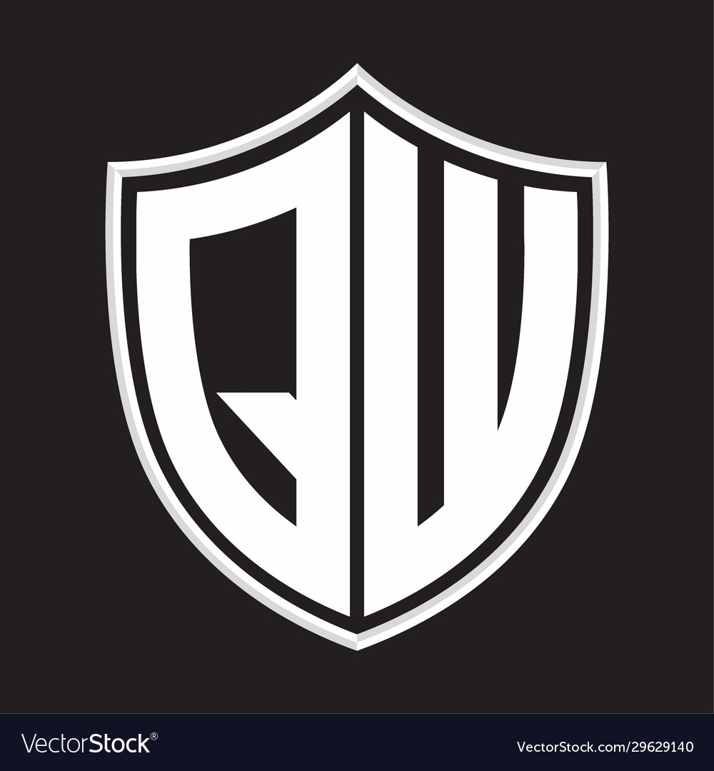 Qw logo monogram with shield shape isolated