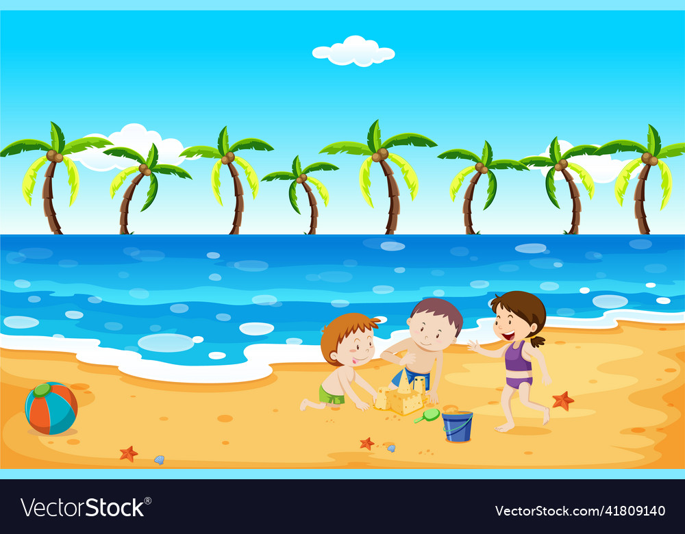 Scene with people on the beach Royalty Free Vector Image