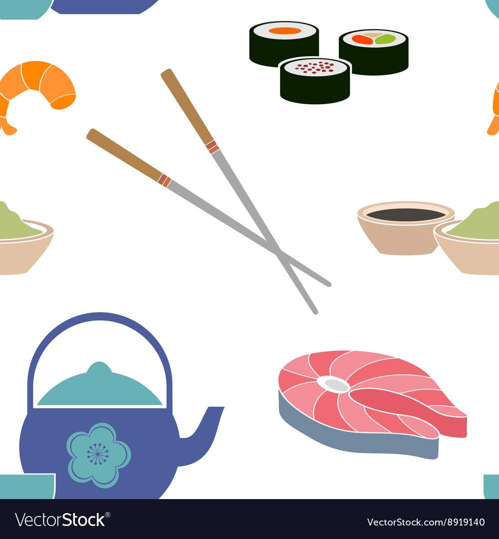 Seamless pattern with sushi icons