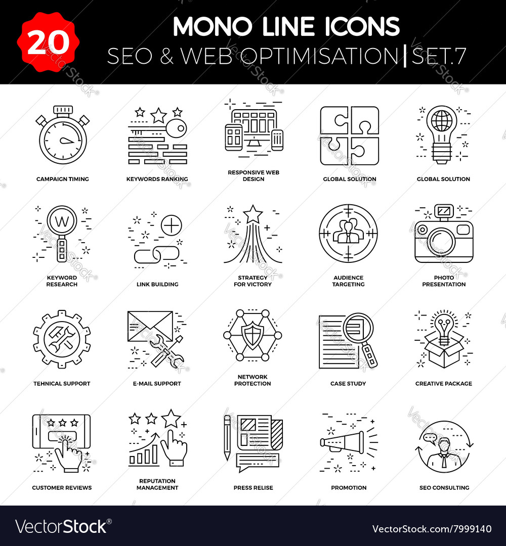 SEO Line Icons - Website & App Optimization