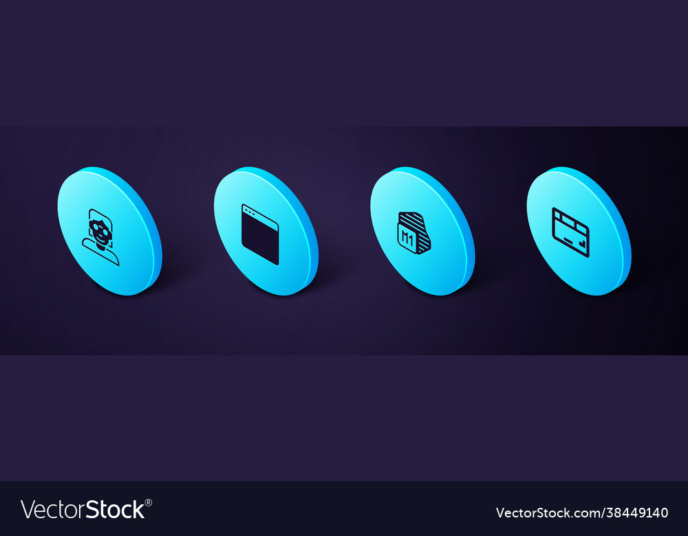 Set isometric keyboard processor browser window vector image Set isometric keyboard processor browser window