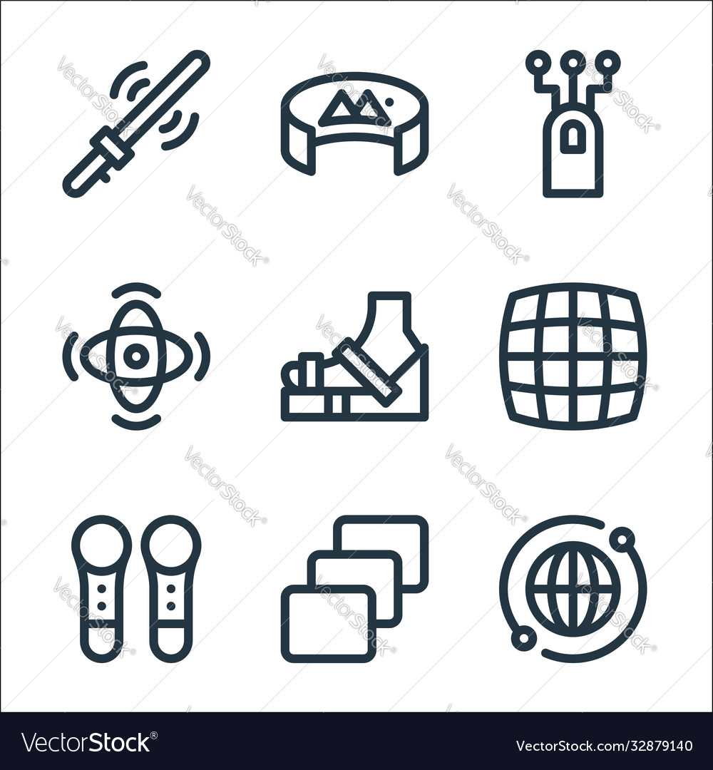 Virtual reality line icons linear set quality