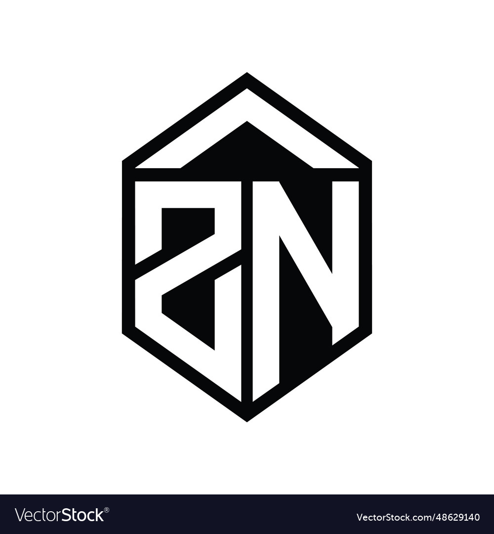 Zn letter logo monogram simple hexagon shield Vector Image