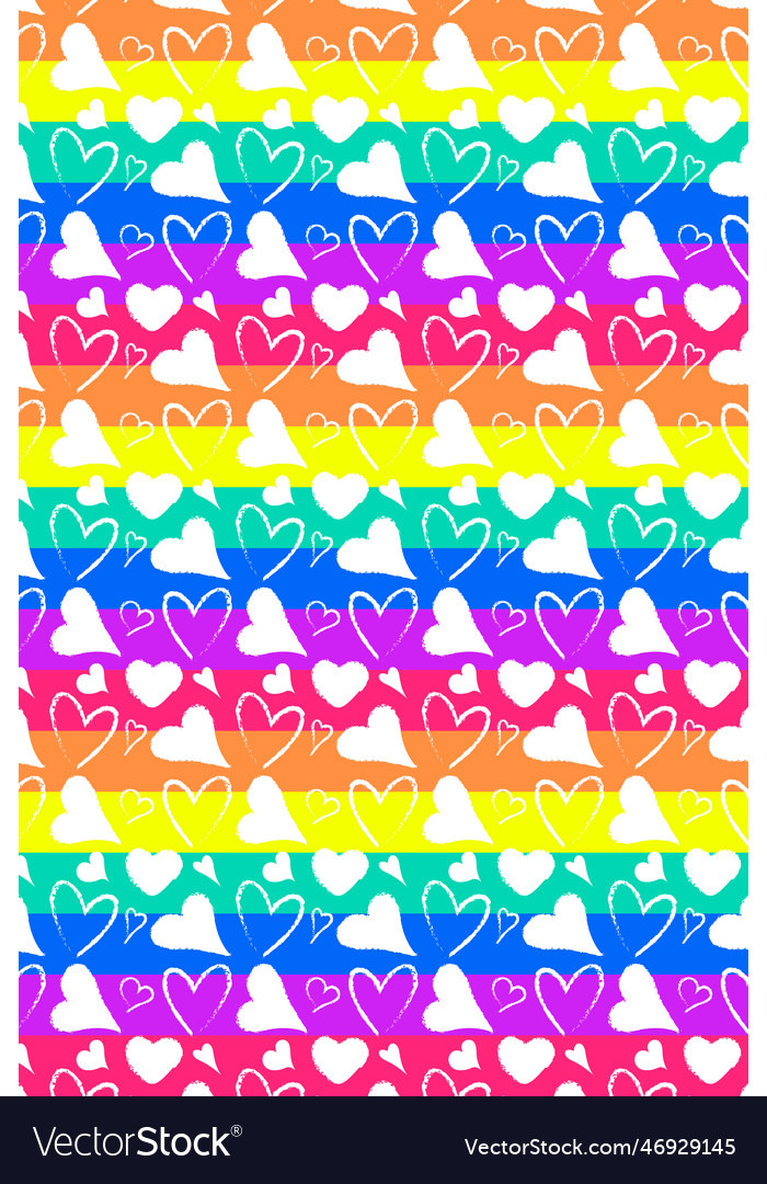 Abstract heart pattern with rainbow background