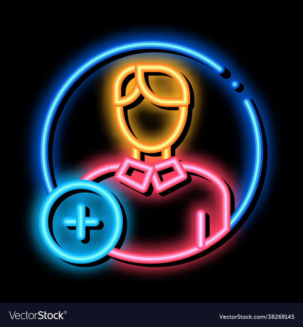 Adding new person neon glow icon