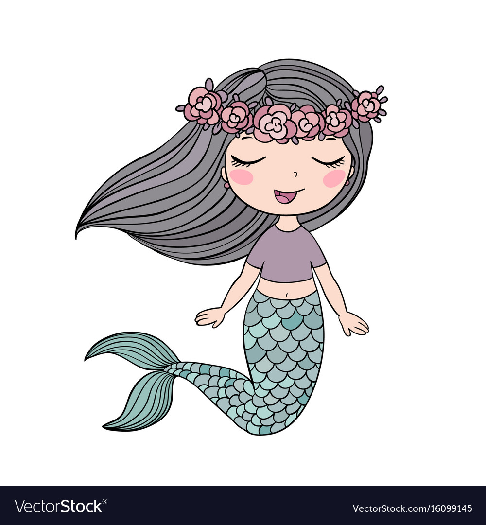 Beautiful little mermaid siren sea theme Vector Image