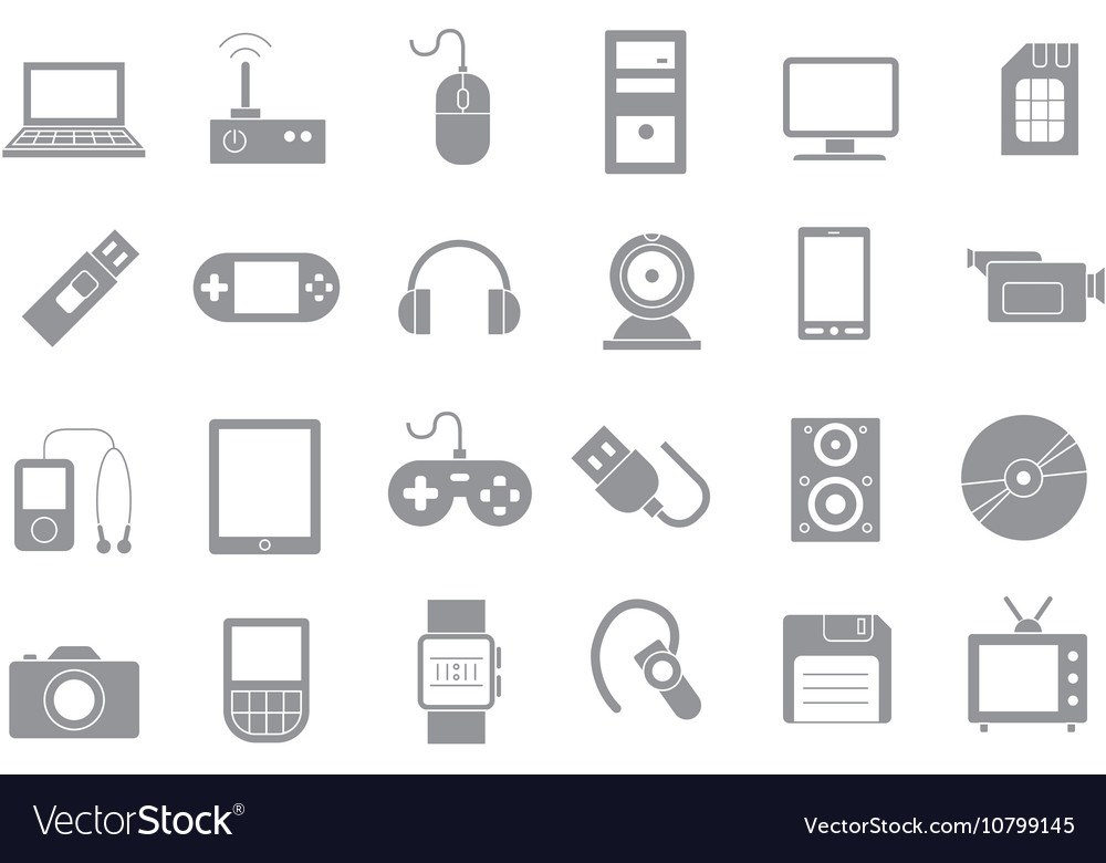 Computer technologies gray icons set Royalty Free Vector