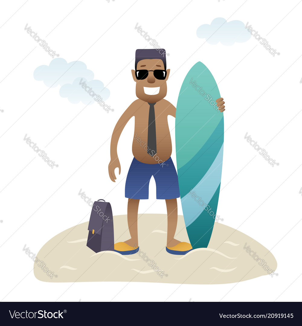 Conceptual business flat banner man on beach