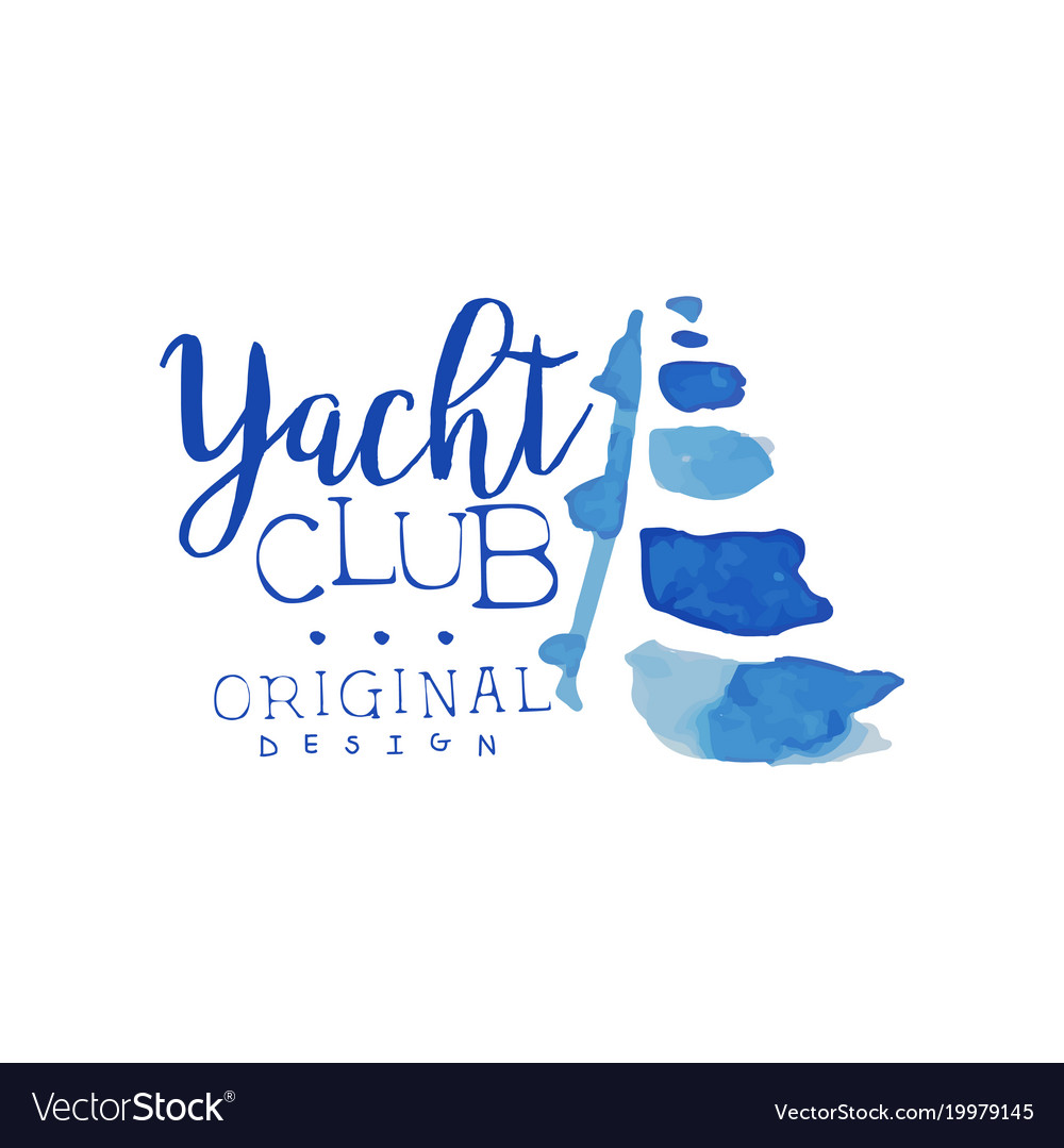 Creative blue badge for yacht club summer