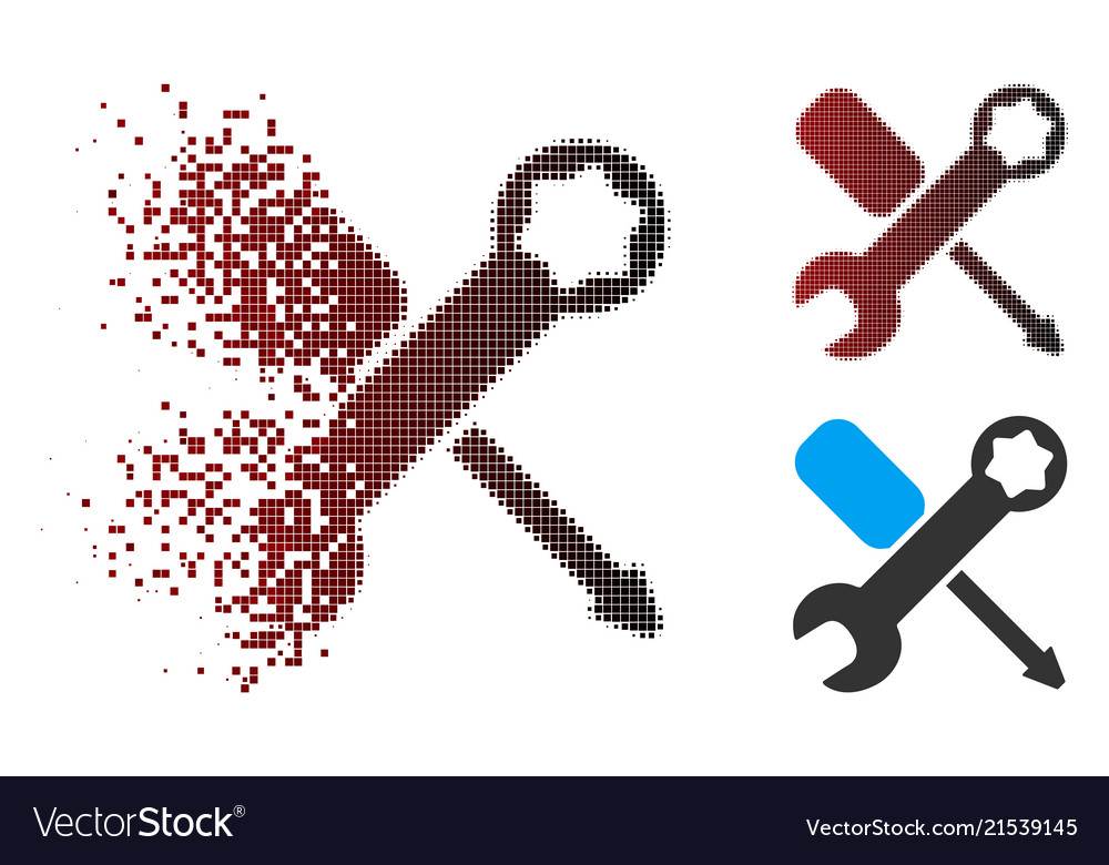 Dissolving pixel halftone tools icon vector image Dissolving pixel halftone tools icon