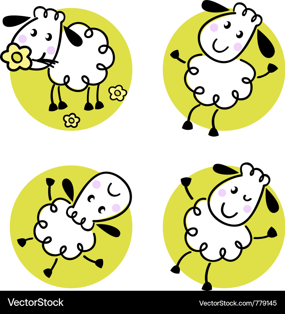Doodle sheep set Royalty Free Vector Image - VectorStock