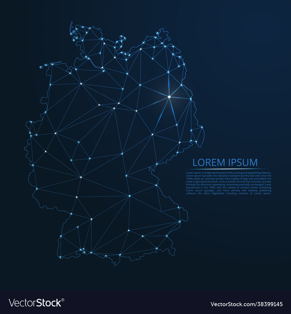 Germany communication network map low poly image