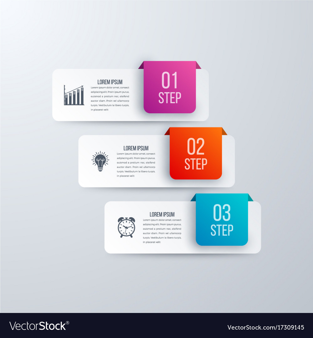 Infographics template 3 options with square Vector Image