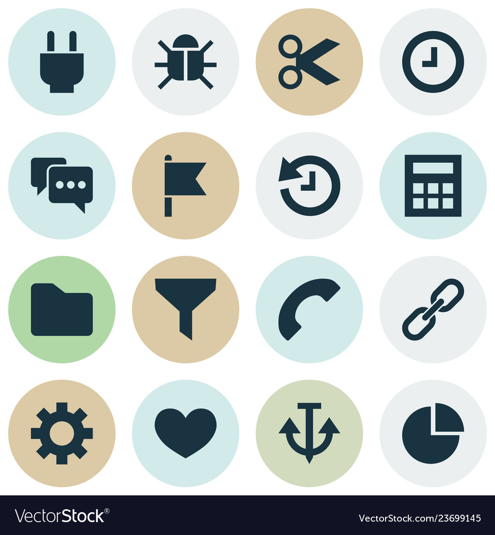 Interface icons set with link goal plug vector image Interface icons set with link goal plug