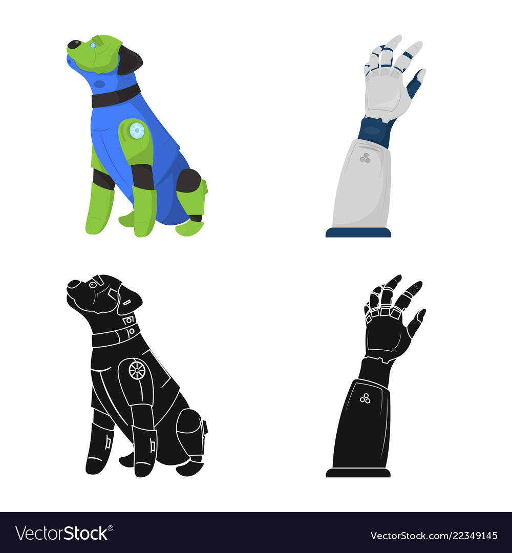 Isolated object of robot and factory logo set vector image Isolated object of robot and factory logo set