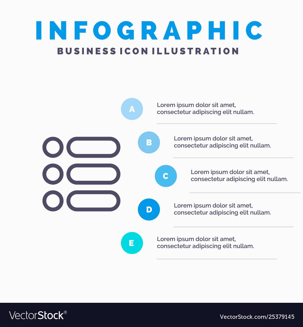 List task text write line icon with 5 steps vector image List task text write line icon with 5 steps