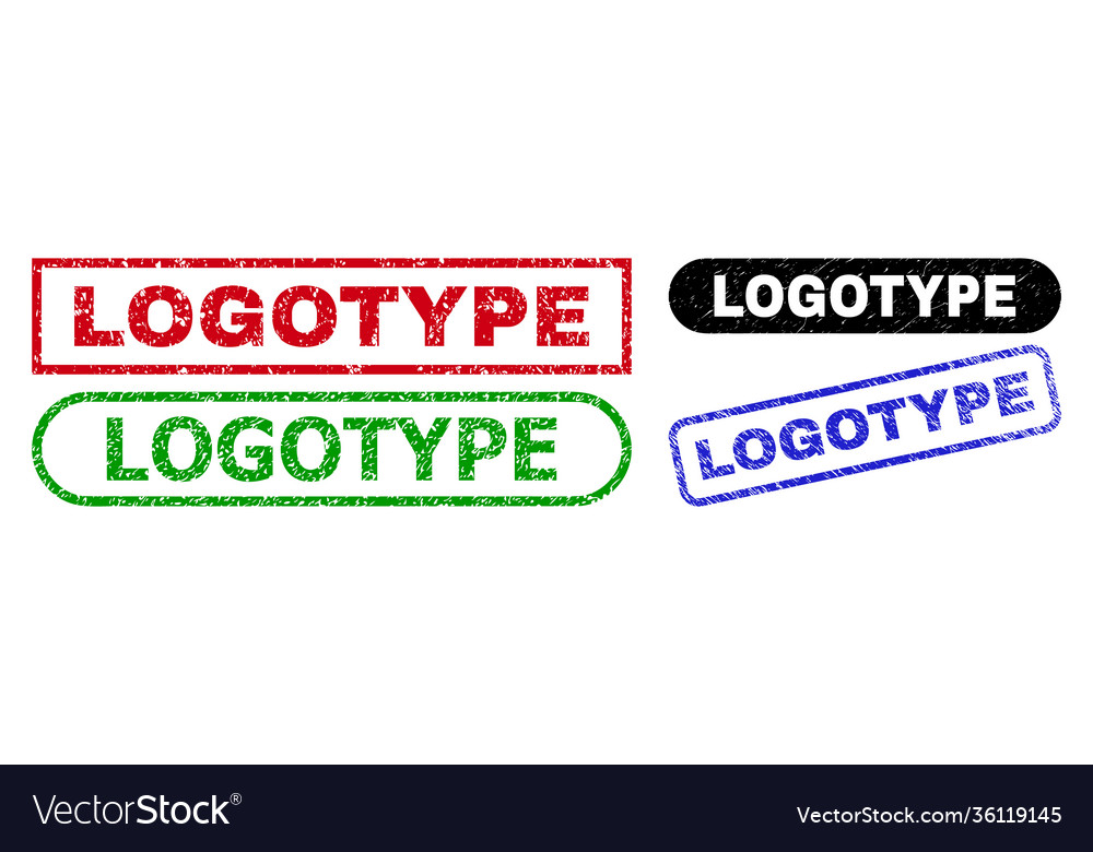 Logotype rectangle stamps using unclean style