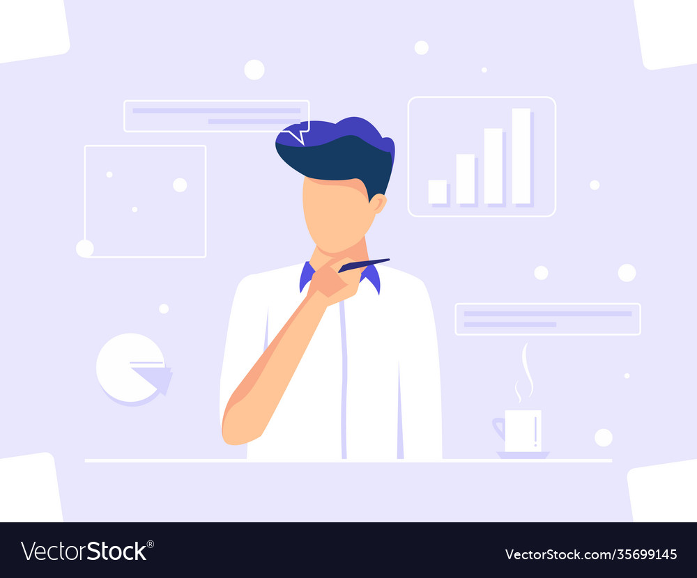 Man doing presentation up front big data vector image Man doing presentation up front big data