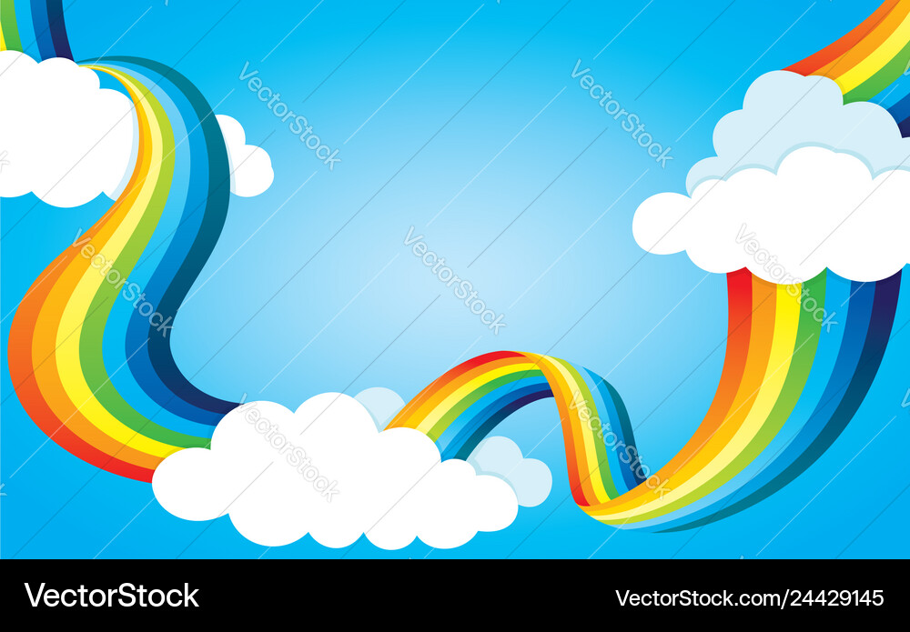 Rainbow and clouds Royalty Free Vector Image - VectorStock