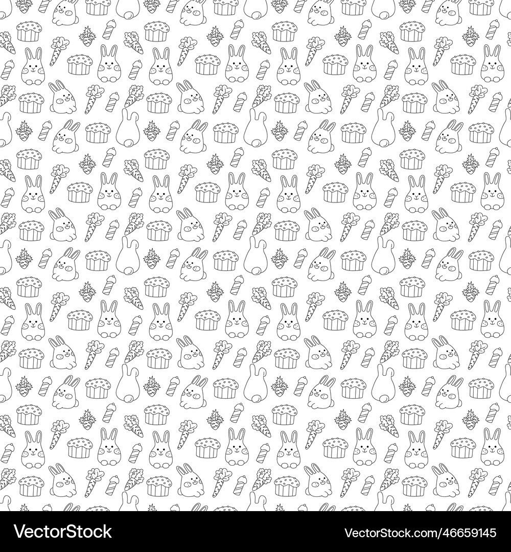 Seamless pattern with cute easter rabbits carrots Vector Image