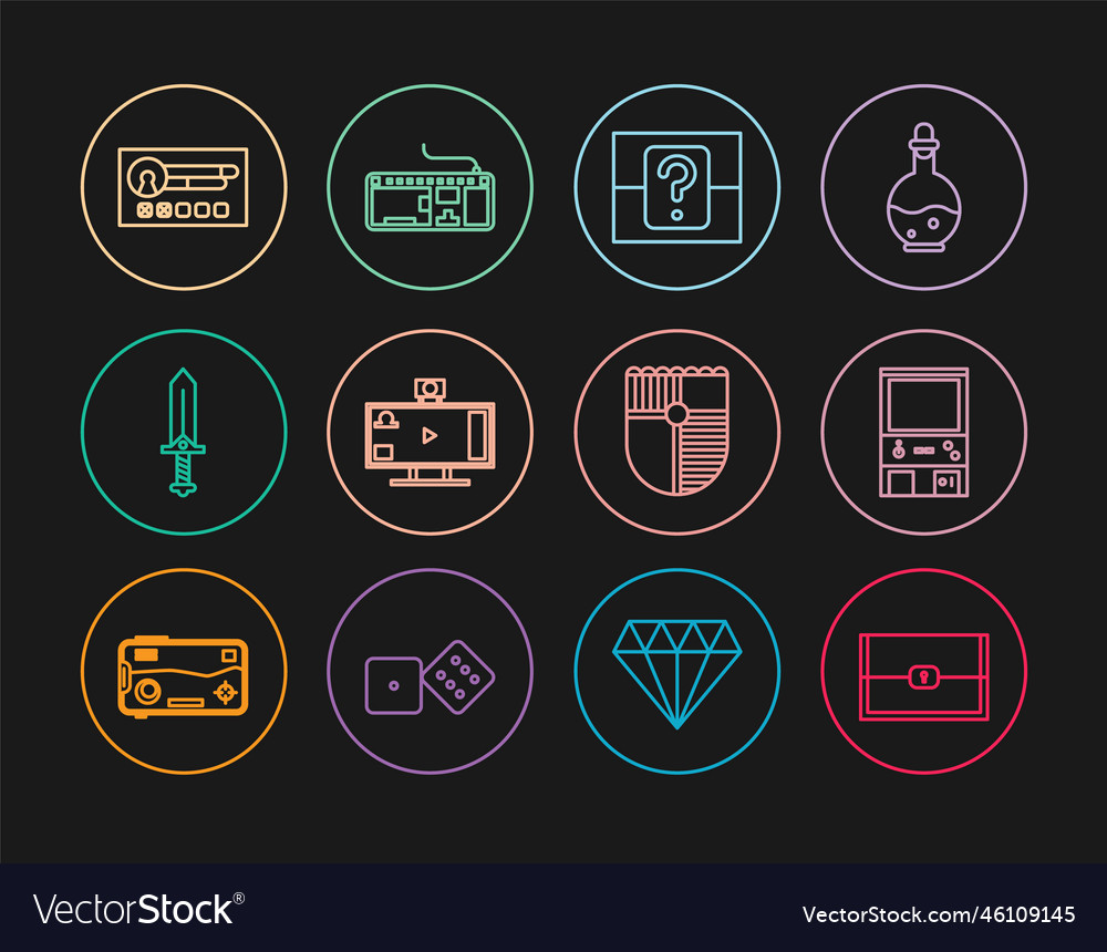 Set line chest for game retro arcade machine Vector Image Set line chest for game retro arcade machine