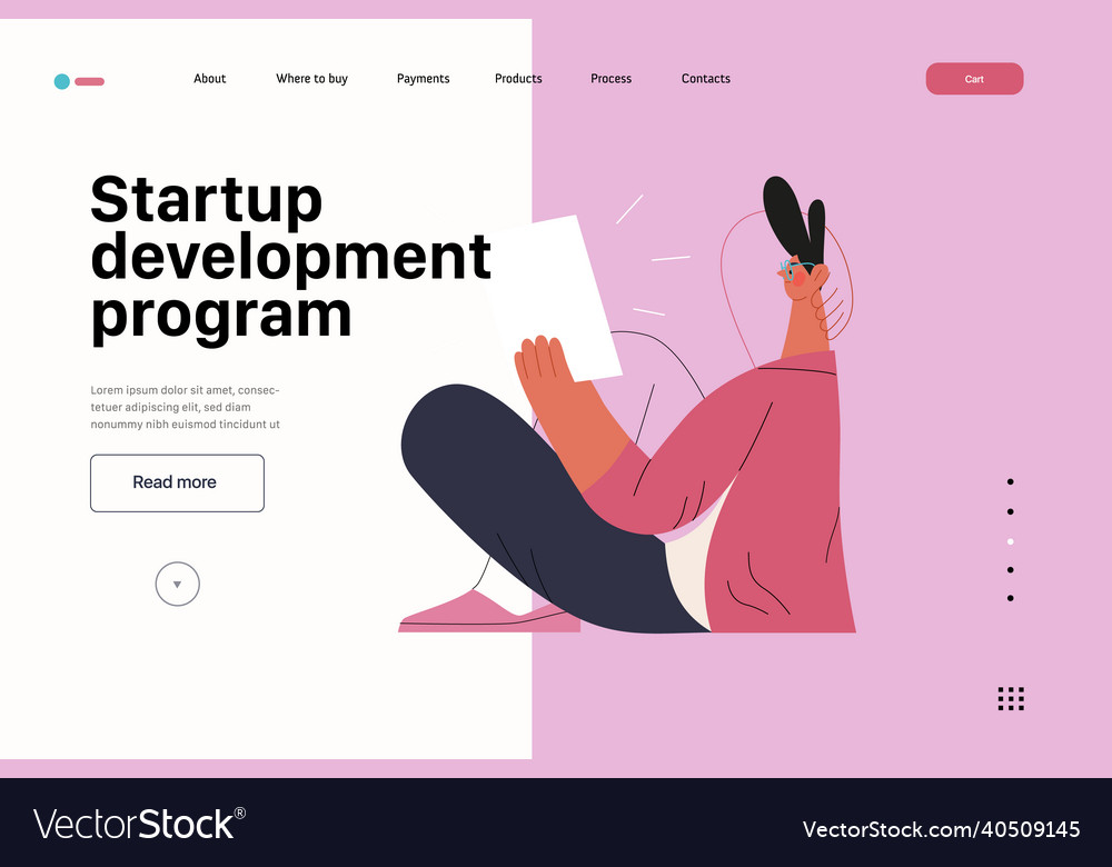 Startup website landing template vector image Startup website landing template