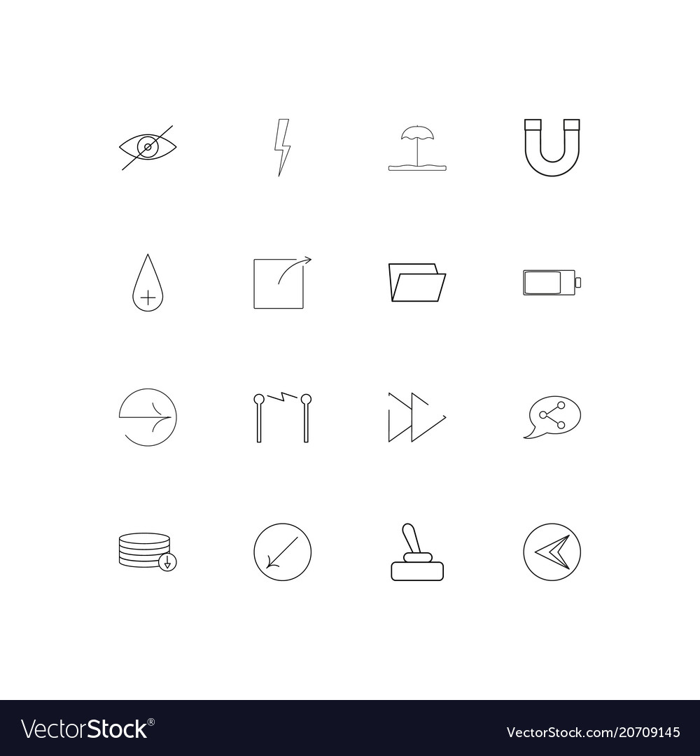User interface simple linear icons set outlined