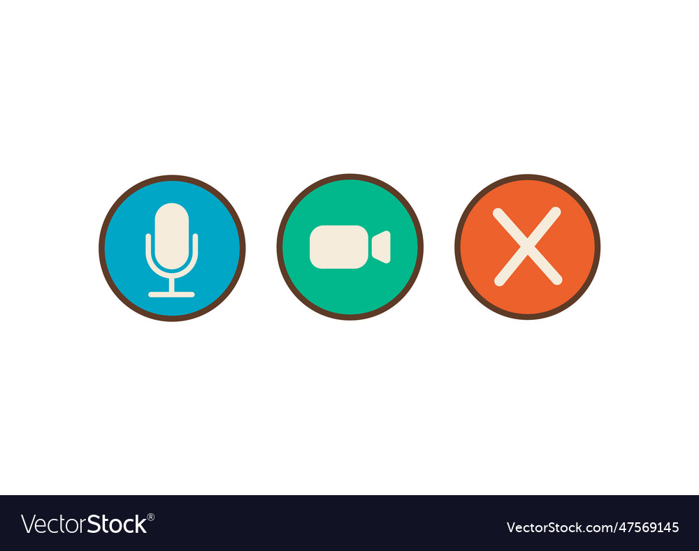 Video or audio call outline colored icons Vector Image