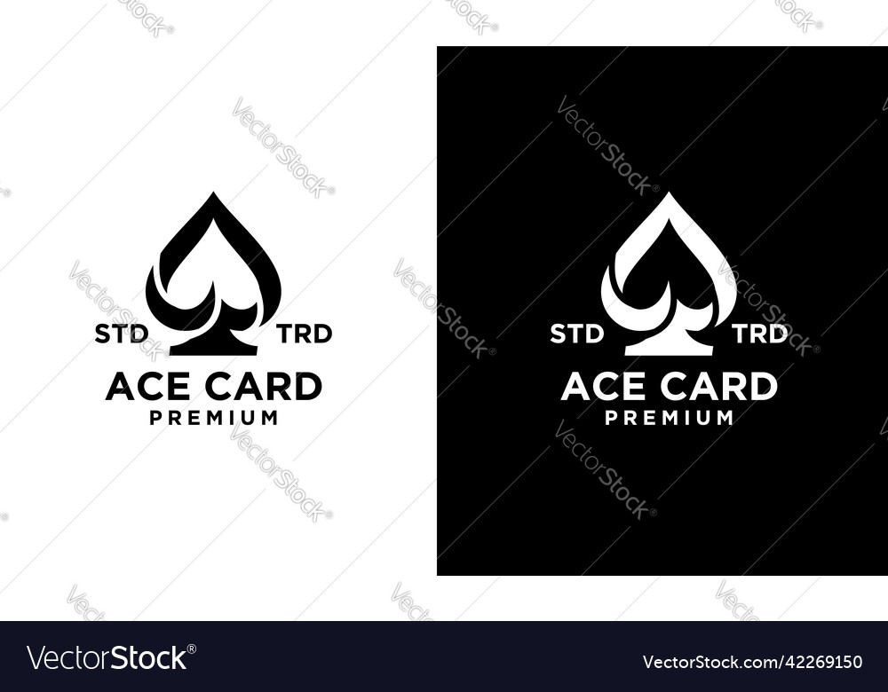 Ace spade card black logo design Royalty Free Vector Image