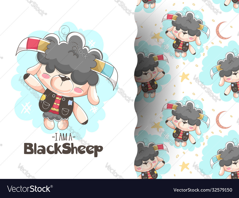 Baby sheep with patterns background