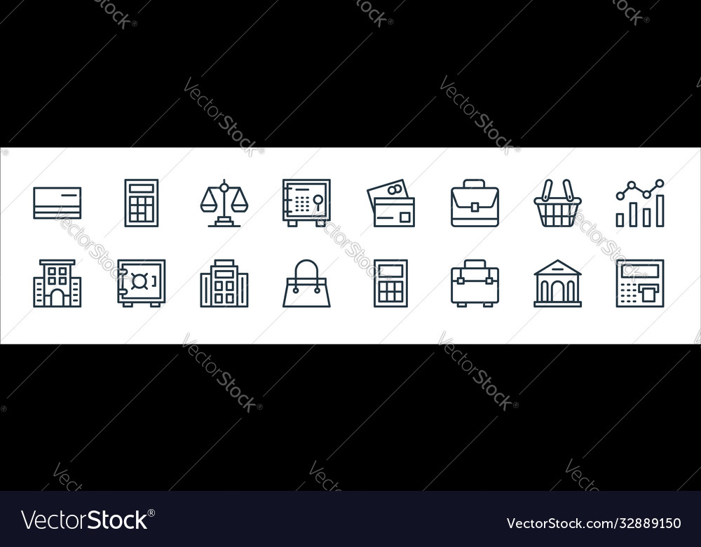 Banking and finance line icons linear set quality vector image Banking and finance line icons linear set quality