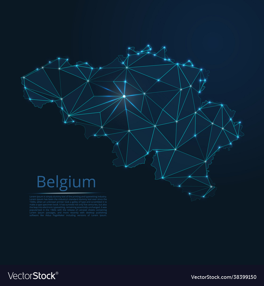 Belgium communication network map low poly image