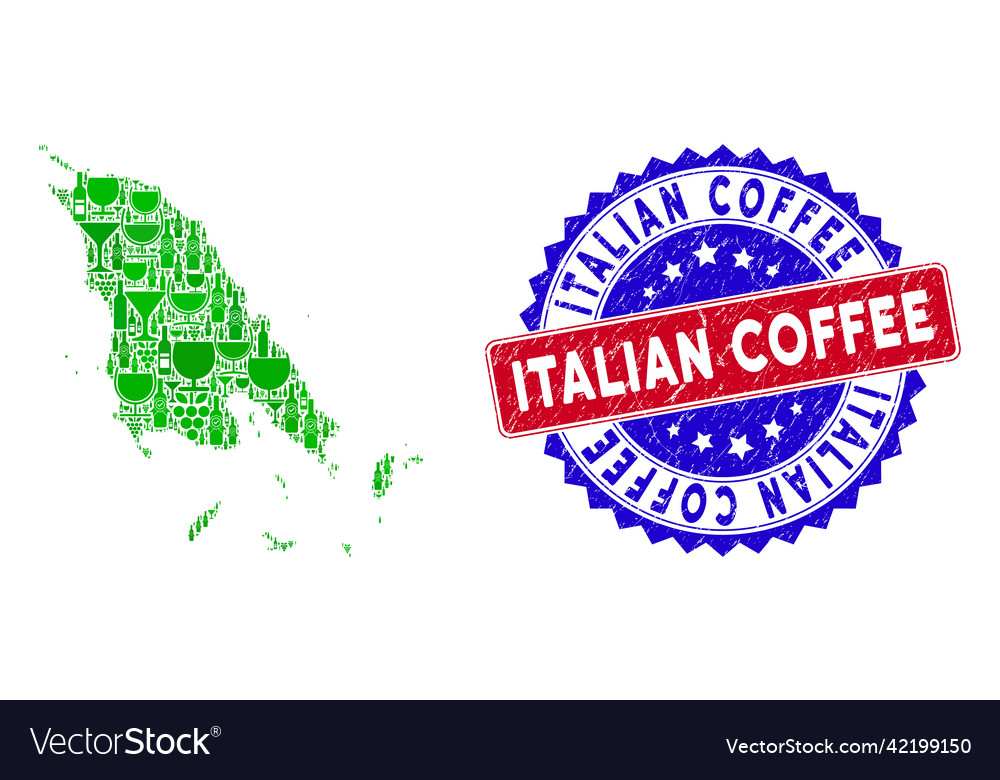 Bicolor italian coffee scratched seal stamp