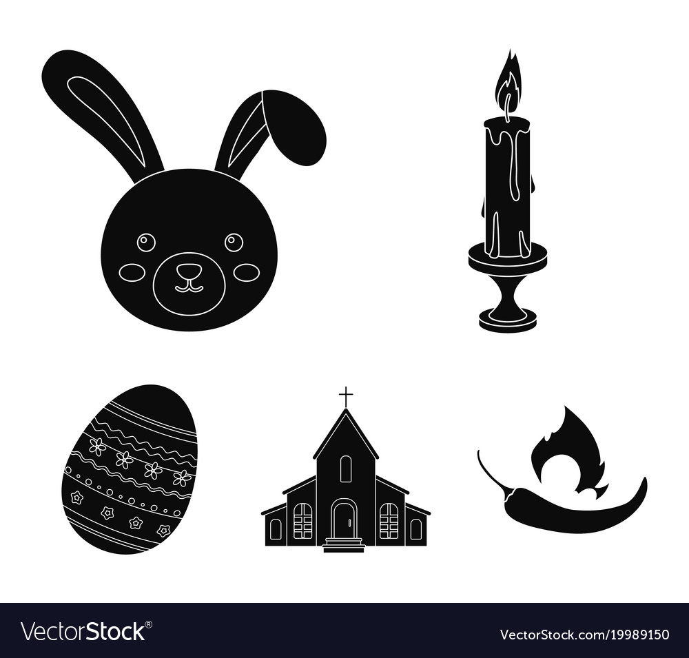 Church candle easter bunny and painted egg Vector Image