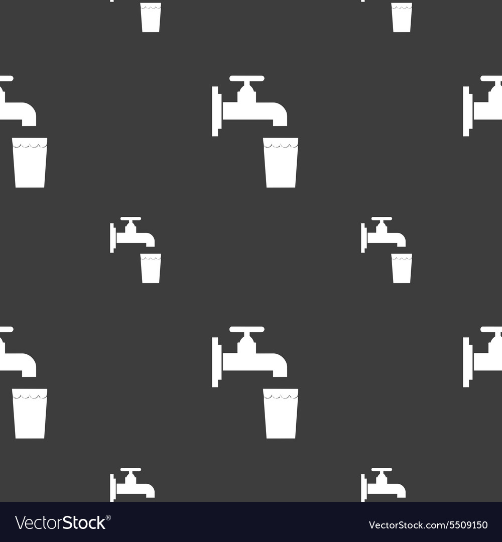 Faucet glass water icon sign seamless pattern