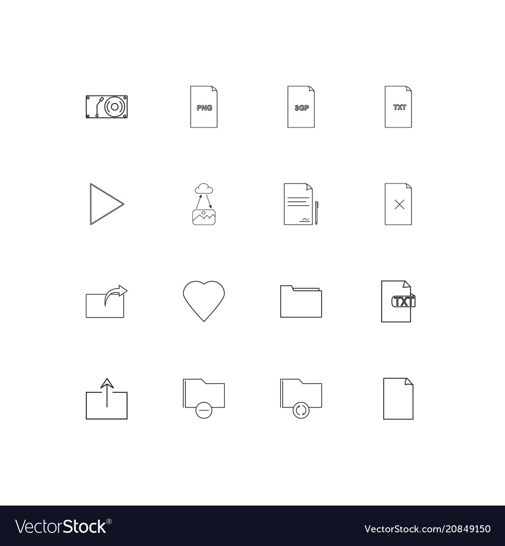 Files and folders sign linear thin icons set