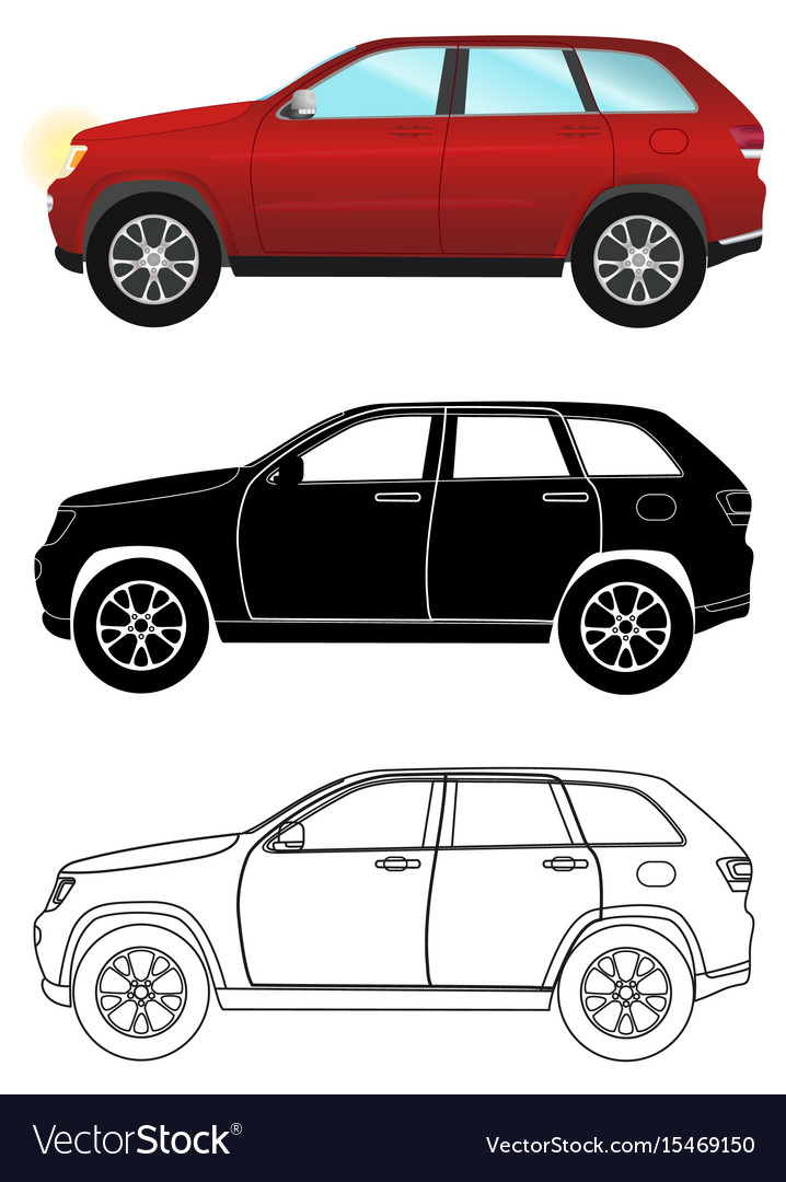 Group of different kind terrain vehicles red Vector Image