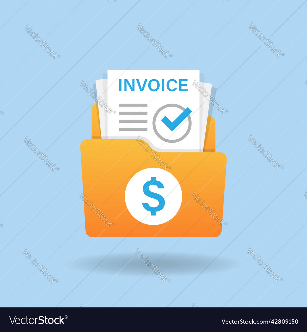 Invoice with Folder Icon - Business Finance