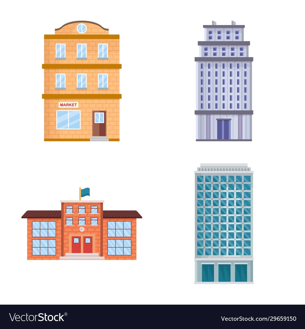 Isolated object facade and building logo set vector image Isolated object facade and building logo set