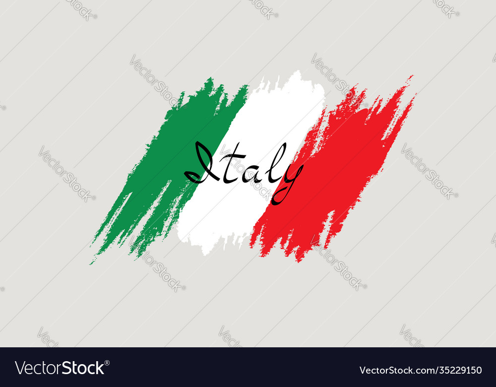 Italian flag with handwritten lettering italy