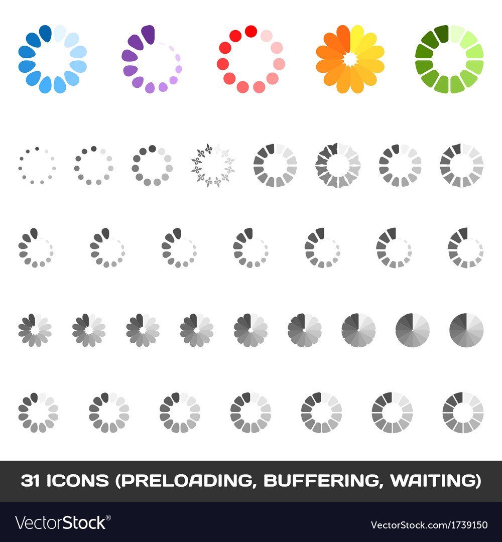 Loading And Buffering Icon Set Preloaders Vector Image