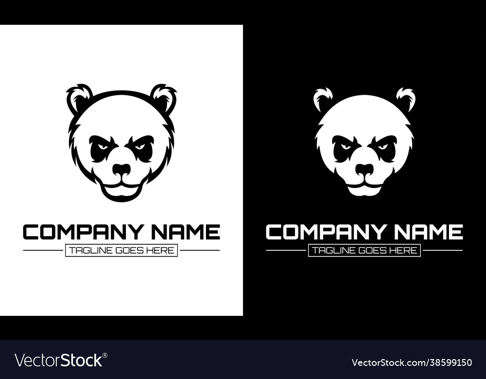 Panda head logo design template modern Royalty Free Vector